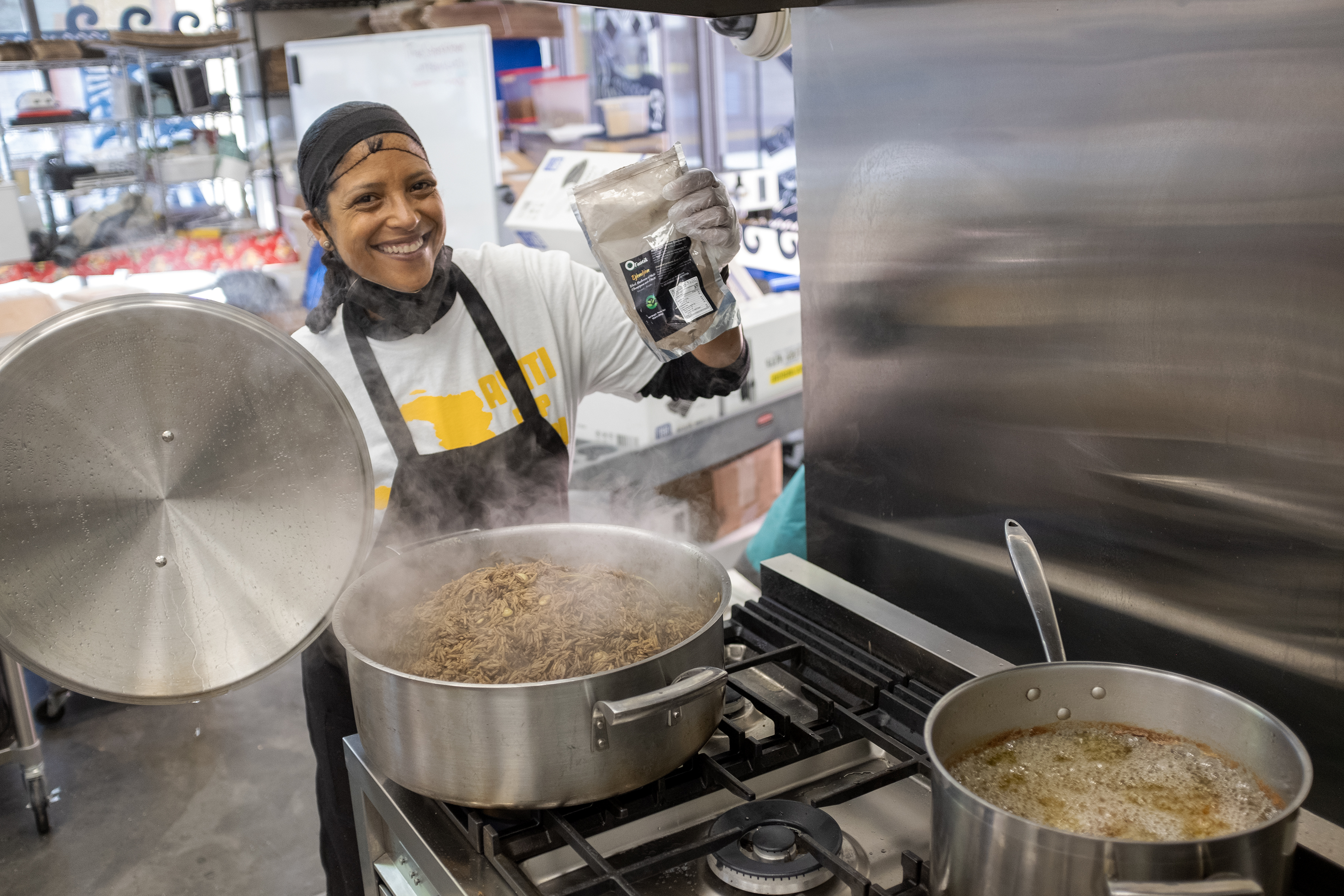 Chef Cynthia Verna shows off her Haitian Black Rice.