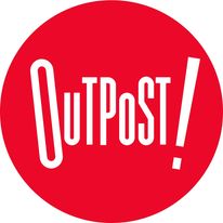 circular Outpost logo in red with white lettering